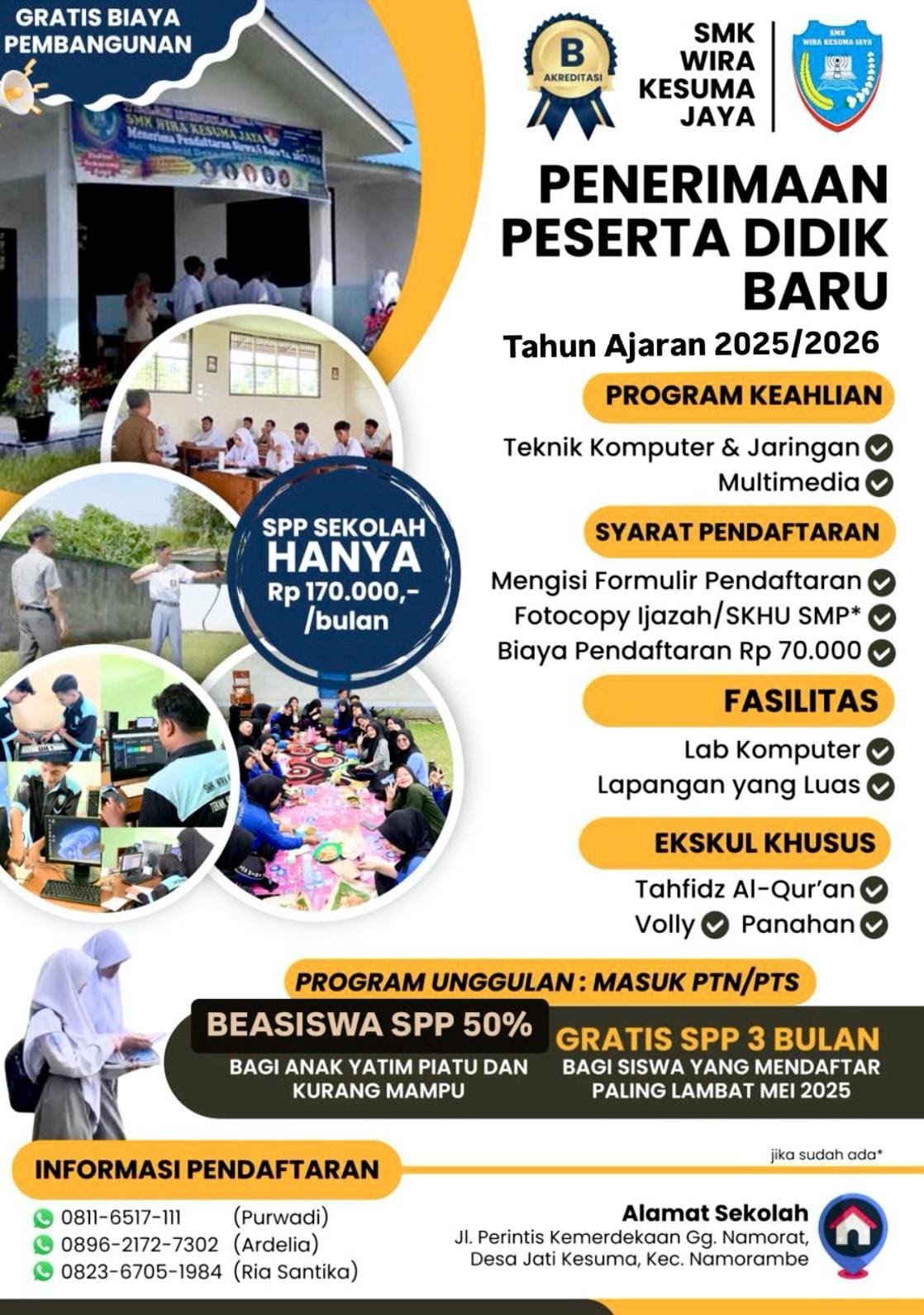 Poster penerimaan peserta didik baru SMK Wira Kesuma Jaya tahun ajaran 2025/2026
